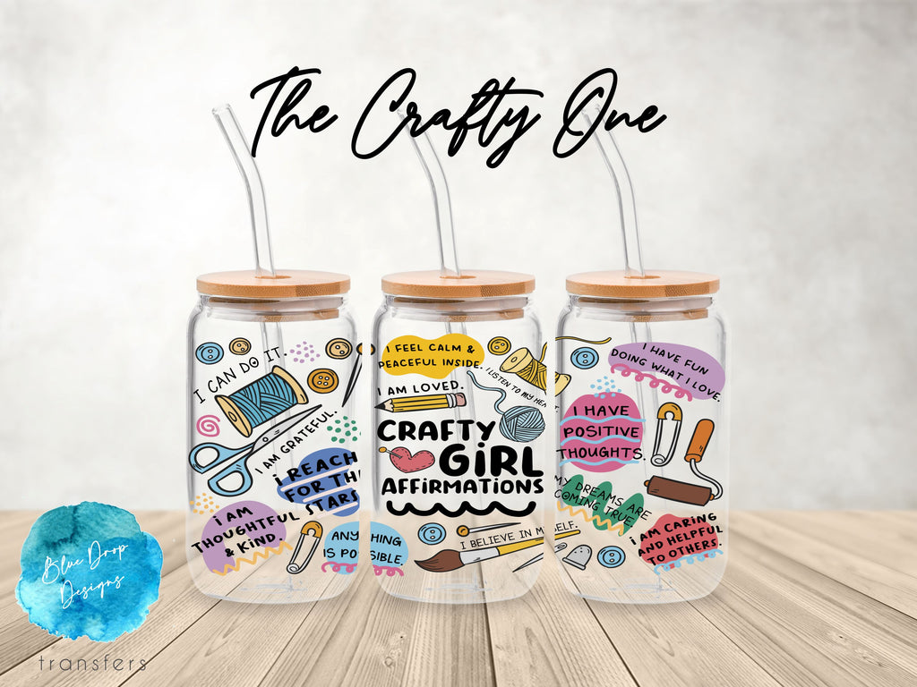 The Crafty One UV DTF Cup Wrap – Blue Drop Transfers