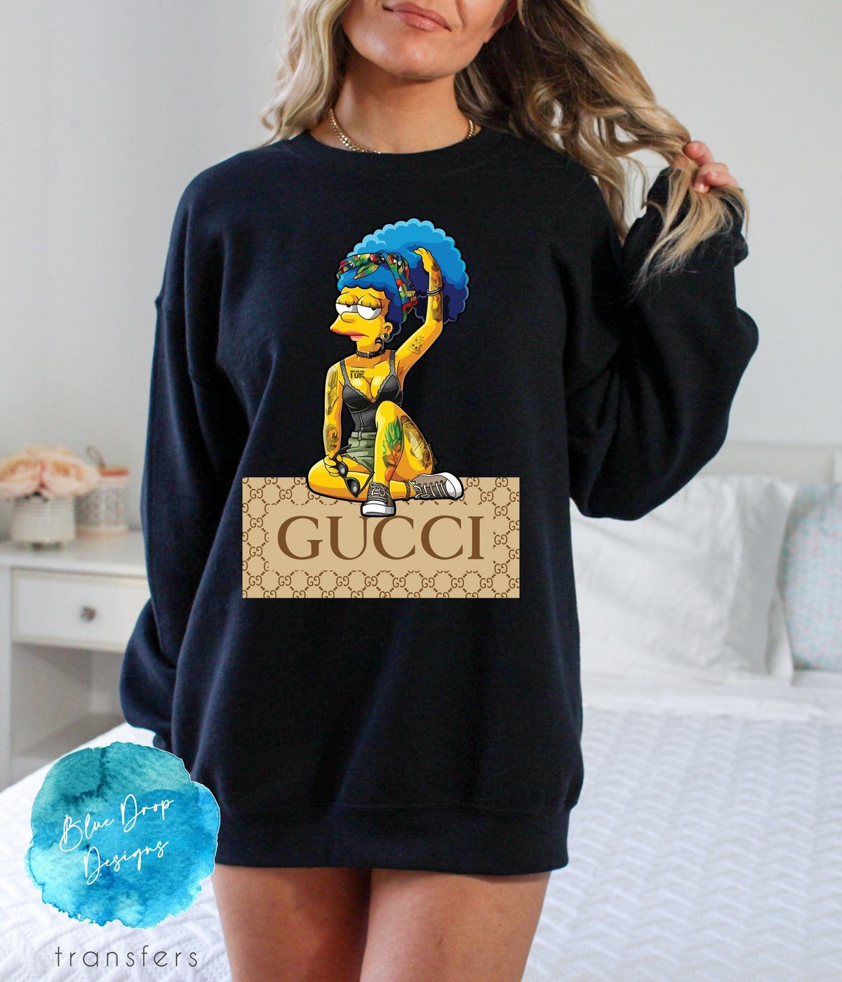 Marge Gucci Full Colour Transfer Direct to Film Colour Transfer Blue Drop Designs 