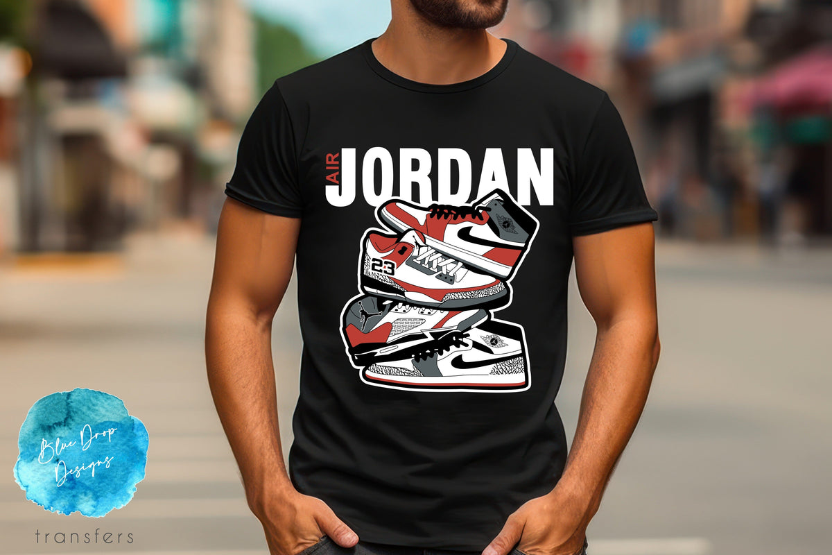 Jordan Shoes Full Colour Transfer Direct to Film Colour Transfer Blue Drop Designs 