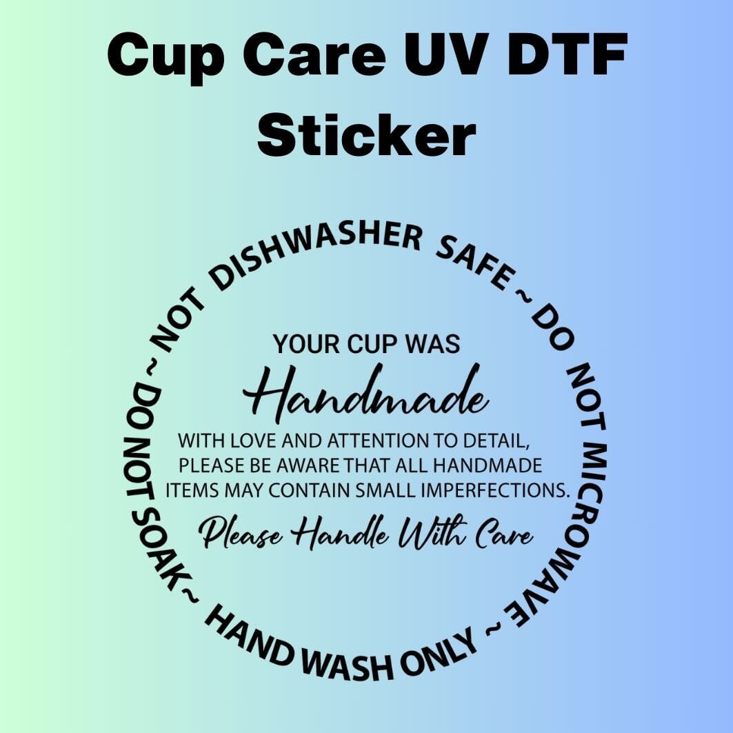 Style 1 Cup Care UV DTF Sticker Blue Drop Transfers 