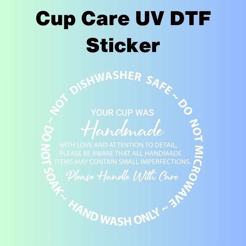 Style 2 Cup Care UV DTF White Sticker Blue Drop Transfers 