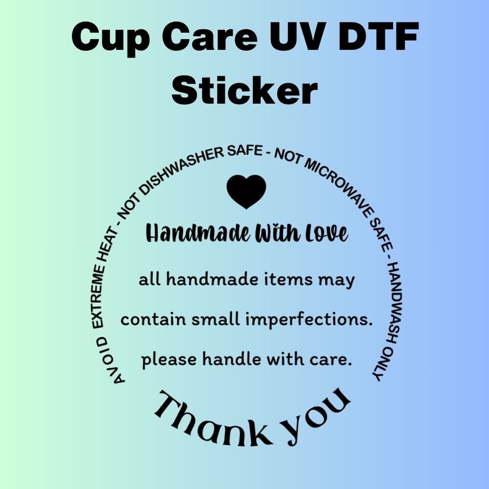 Style 3 Cup Care UV DTF Black Sticker Blue Drop Transfers 