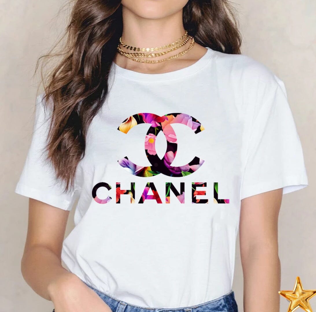 Floral Chanel Full Colour Transfer Direct to Film Colour Transfer Blue Drop Designs 