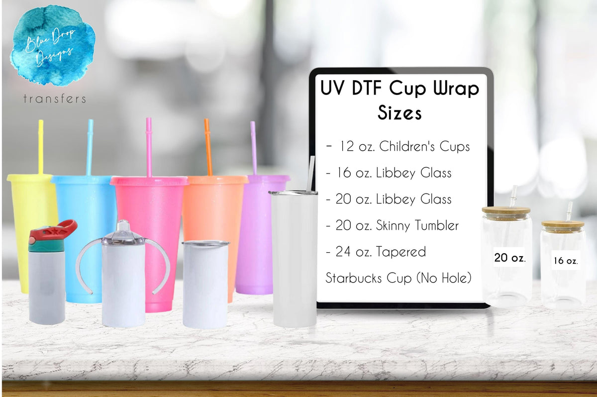 Country Chickens UV DTF Cup Wrap Blue Drop Transfers 