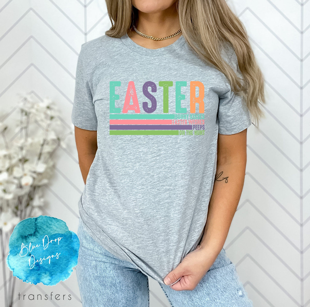 Easter Text Full Colour Transfer Direct to Film Colour Transfer Blue Drop Designs 