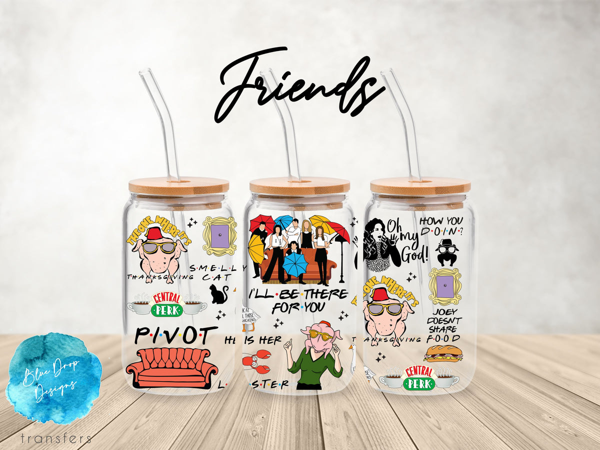 Friends UV DTF Cup Wrap Blue Drop Transfers 