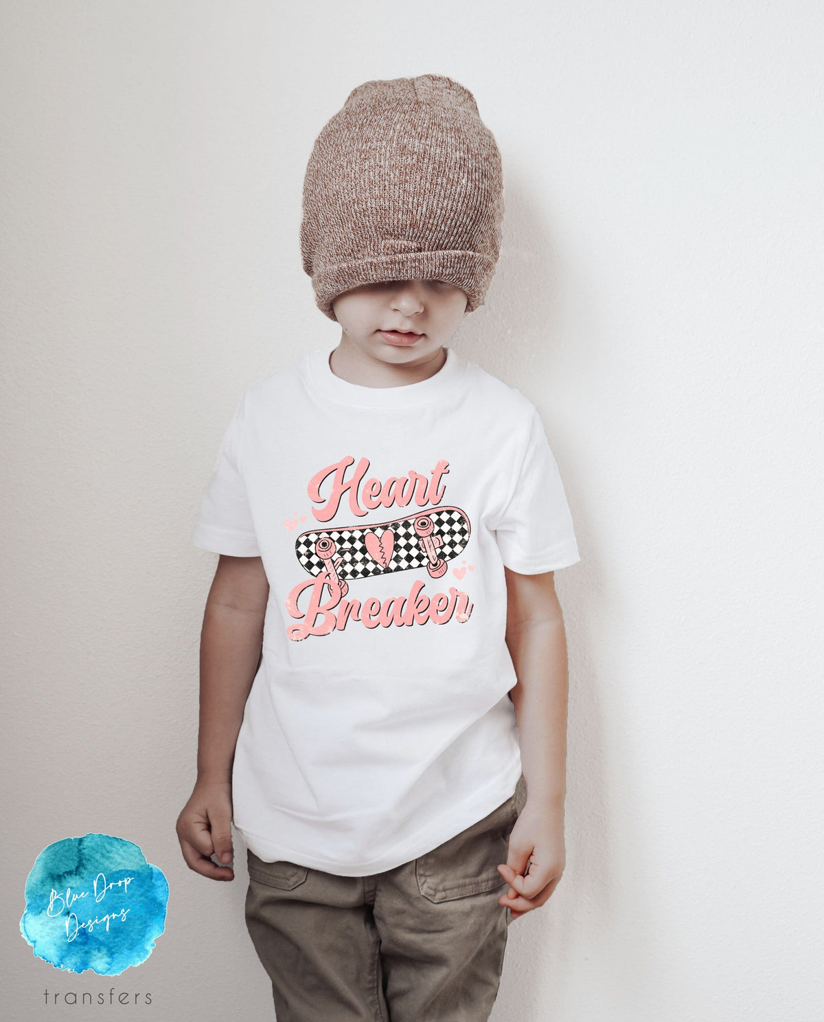 Heart Breaker Skate Full Colour Transfer Direct to Film Colour Transfer Blue Drop Designs 