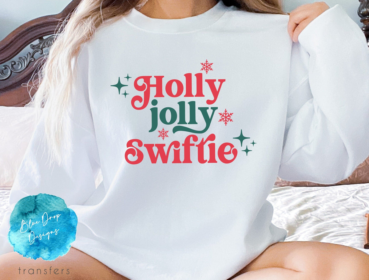 Holly Jolly Swiftie Full Colour Transfer Direct to Film Colour Transfer Blue Drop Designs 