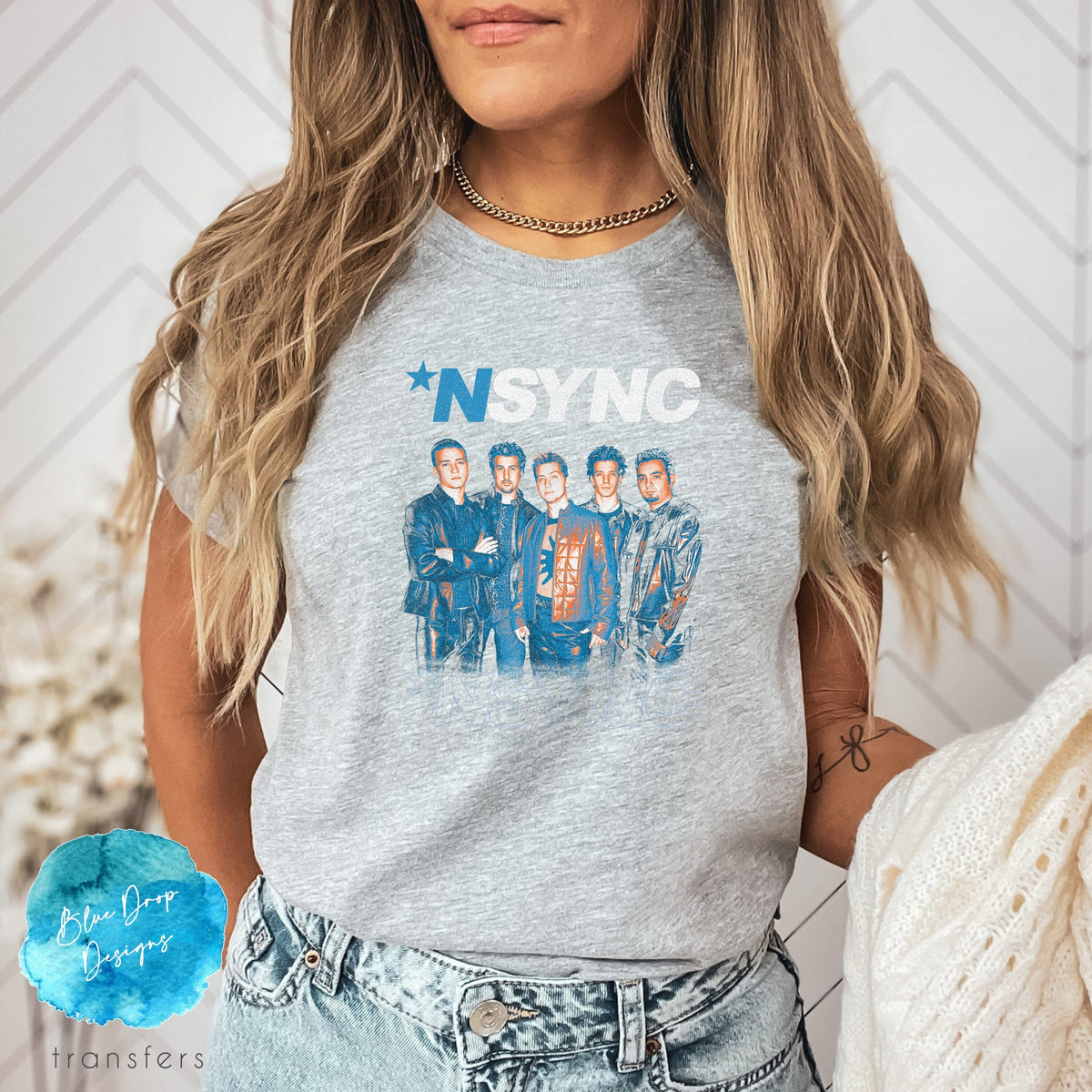 N Sync Grunge Group Colour Transfer Direct to Film Colour Transfer Blue Drop Designs 