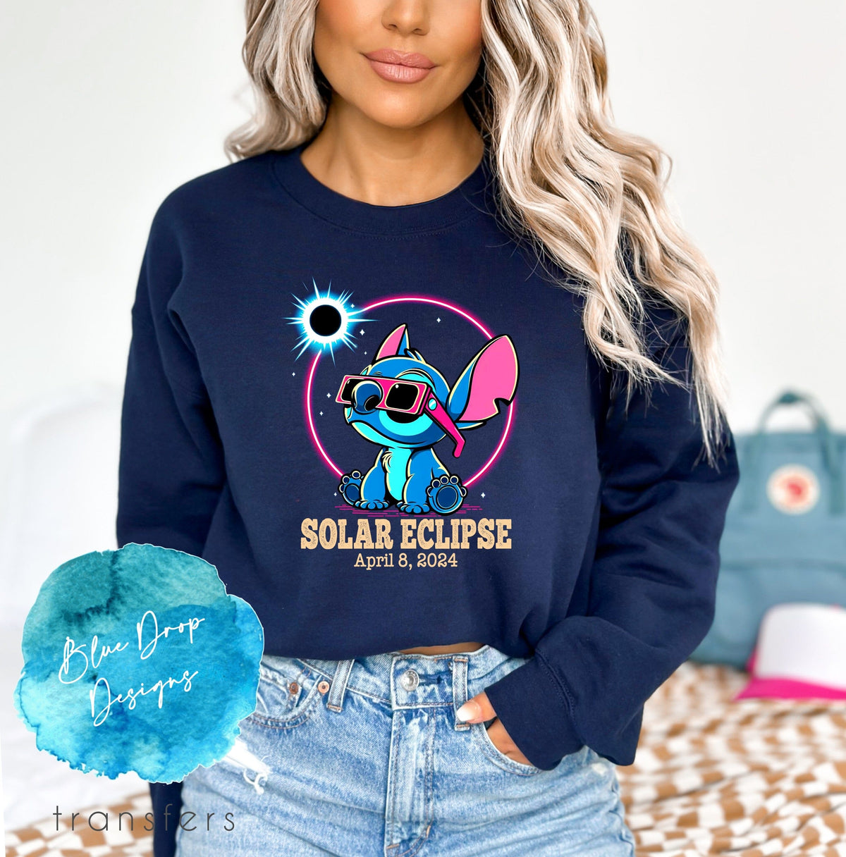 Solar Eclipse Stitch Colour Transfer Direct to Film Colour Transfer Blue Drop Designs 