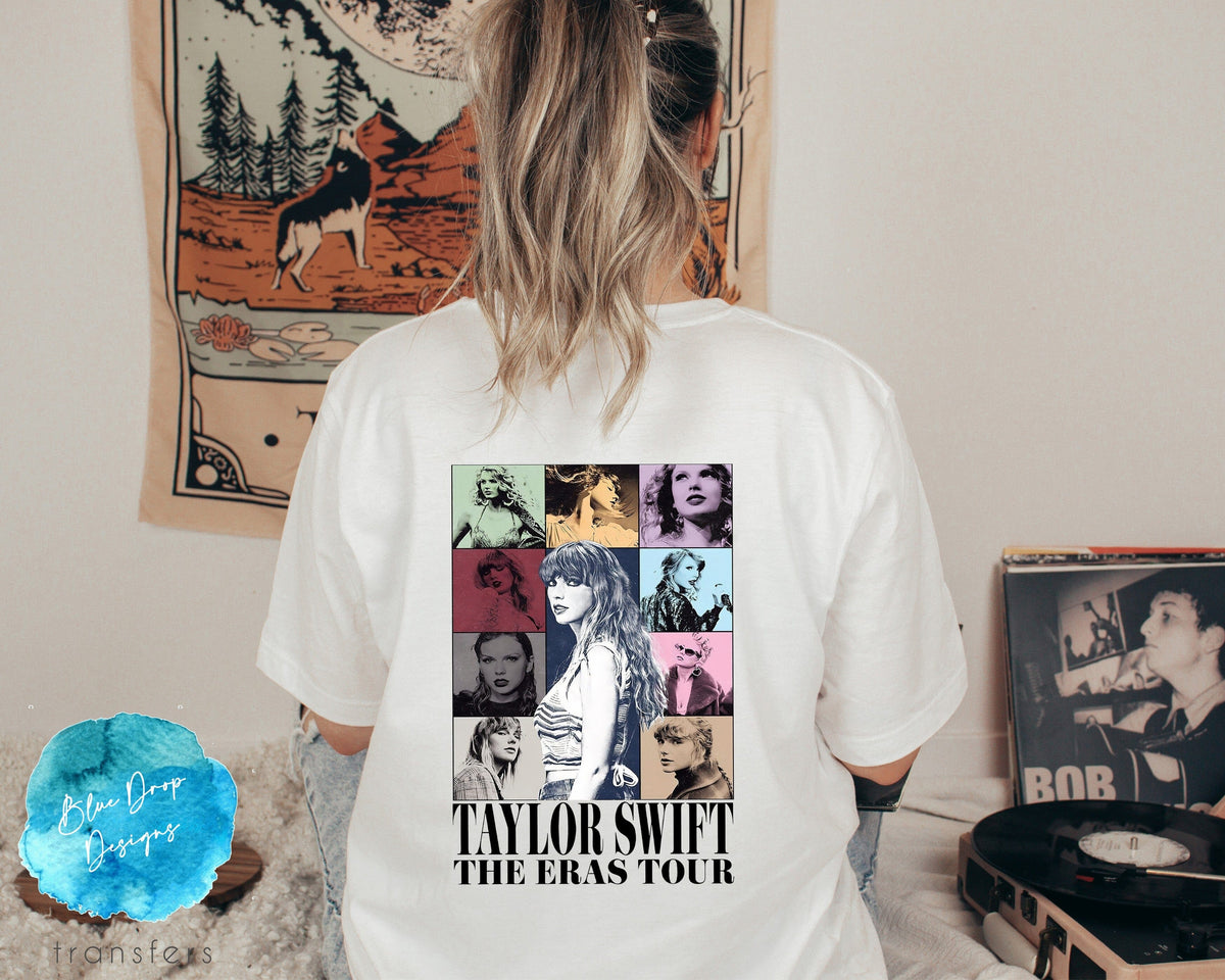 Taylor Swift Era Tour Blocks BLACK Full Colour Transfer Direct to Film Colour Transfer Blue Drop Designs 
