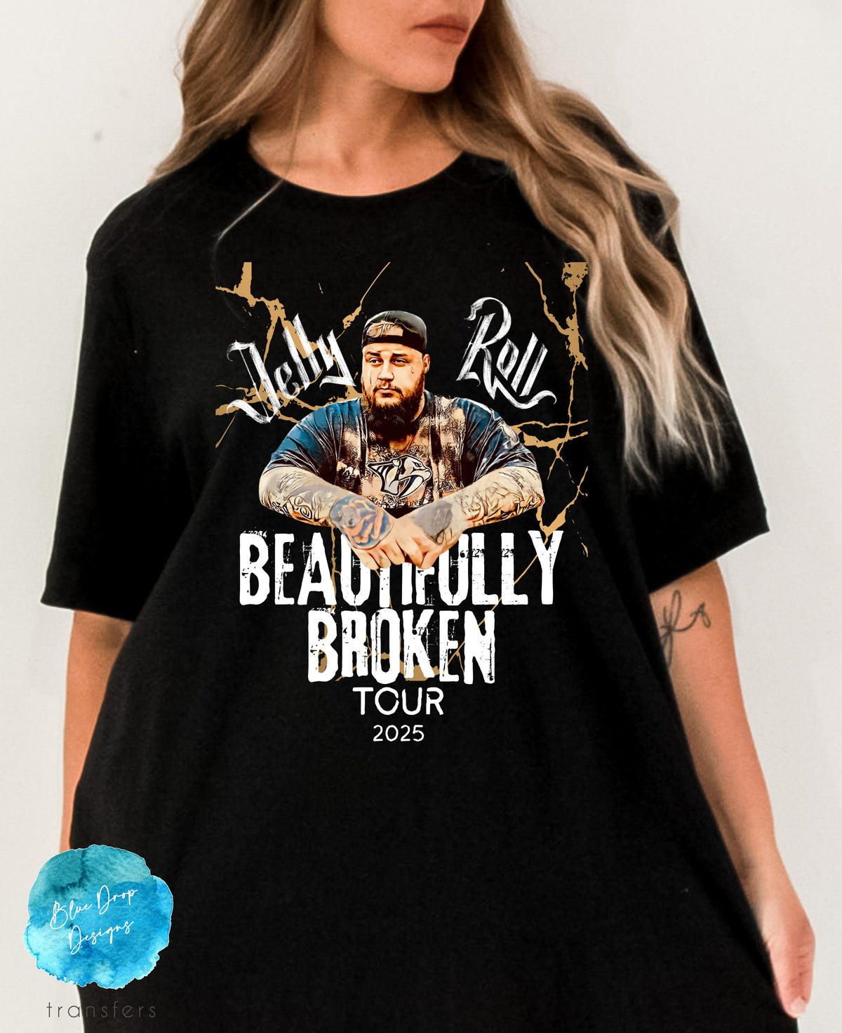 Jelly Roll Black or White Beautifully Broken Tour Full Colour Transfer