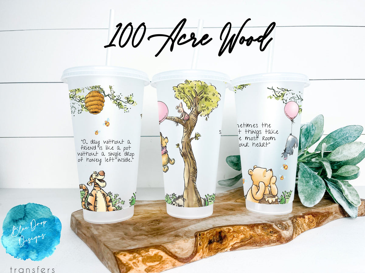 100 Acre Wood UV DTF Cup Wrap Blue Drop Transfers 