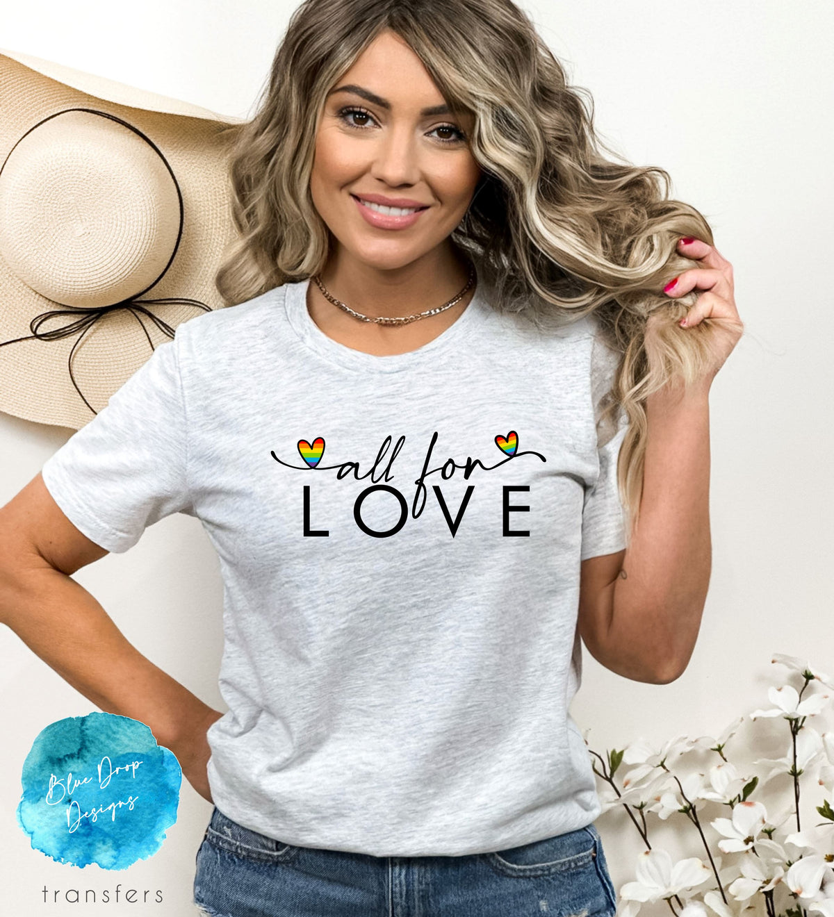 All For Love Full Colour Transfer Direct to Film Colour Transfer Blue Drop Designs 