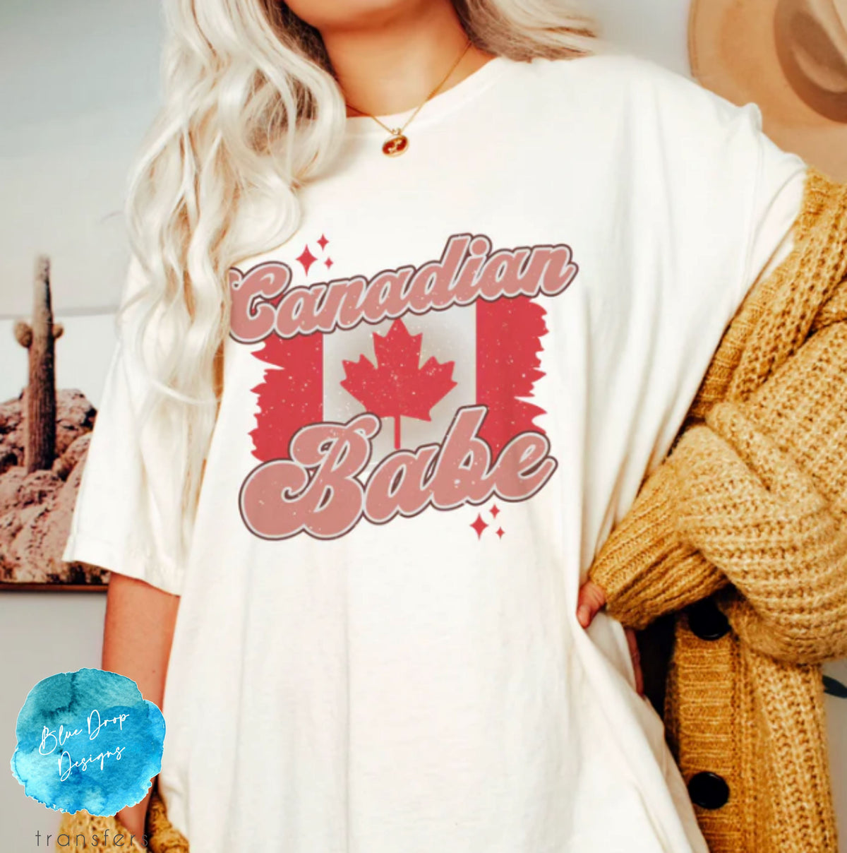 Canadian Babe Full Colour Transfer Direct to Film Colour Transfer Blue Drop Designs 