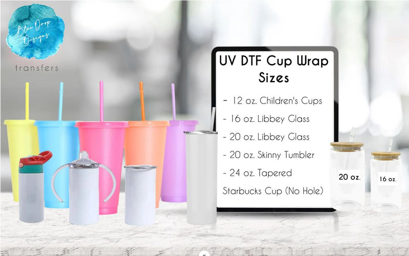 Bluey Coffees UV DTF Cup Wrap Blue Drop Transfers 