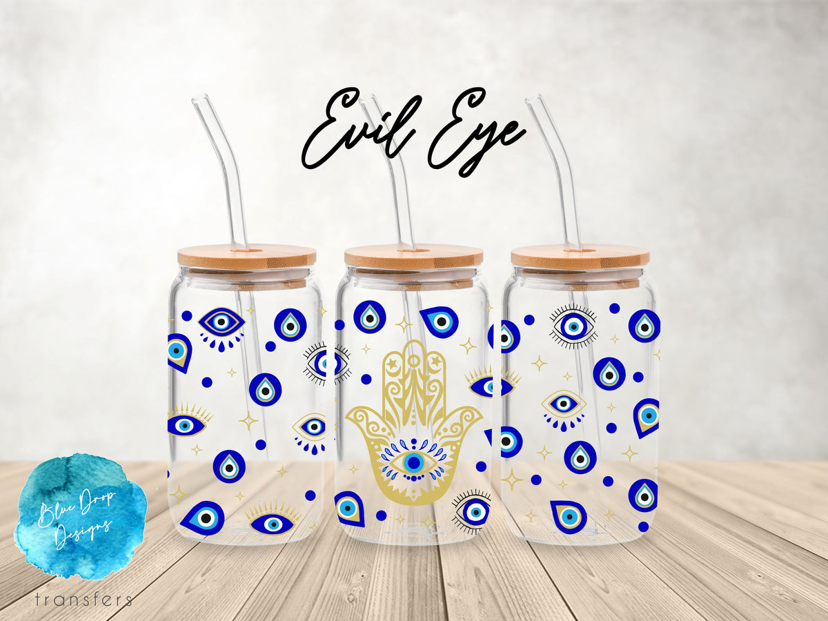 Evil Eye UV DTF Cup Wrap Blue Drop Transfers 