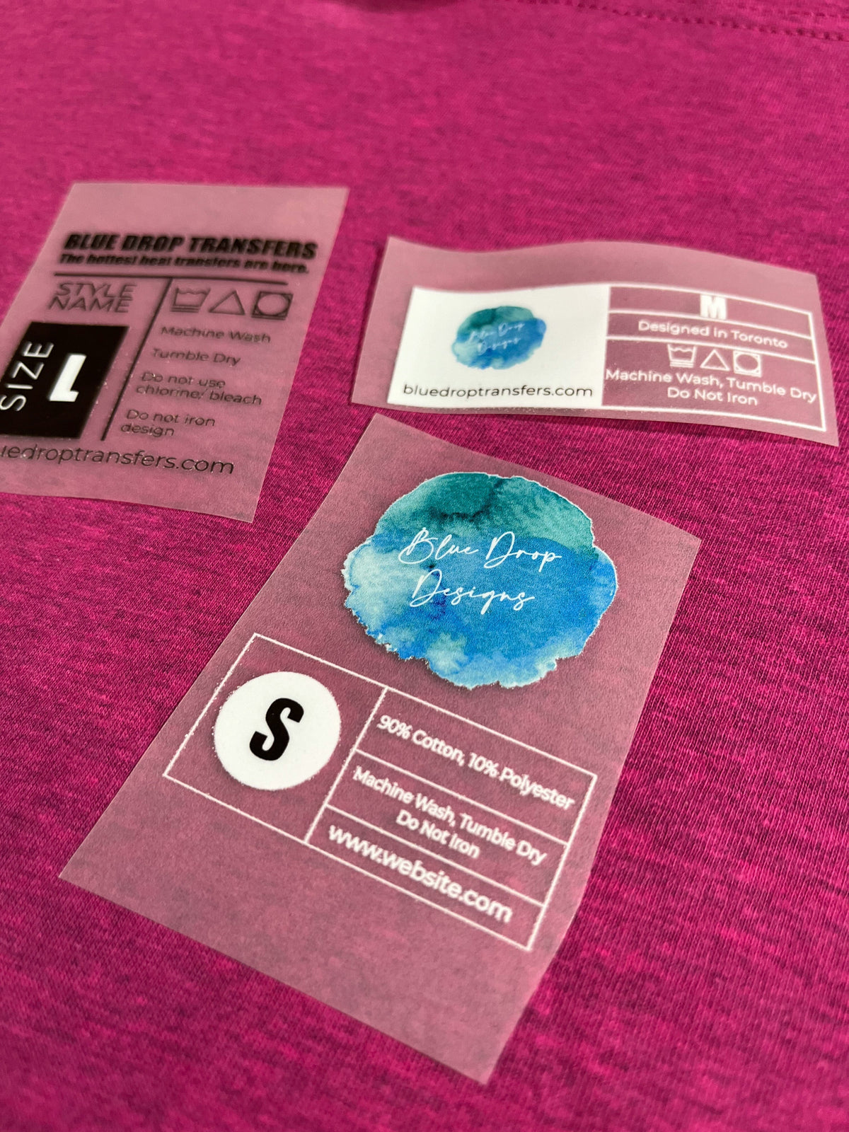 Clothing Neck Tag Templates - DIGITAL FILES ONLY Blue Drop Transfers 