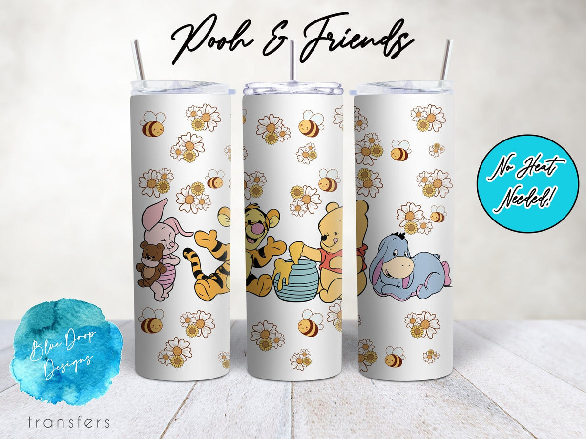 Pooh and Friends UV DTF Cup Wrap Blue Drop Transfers 