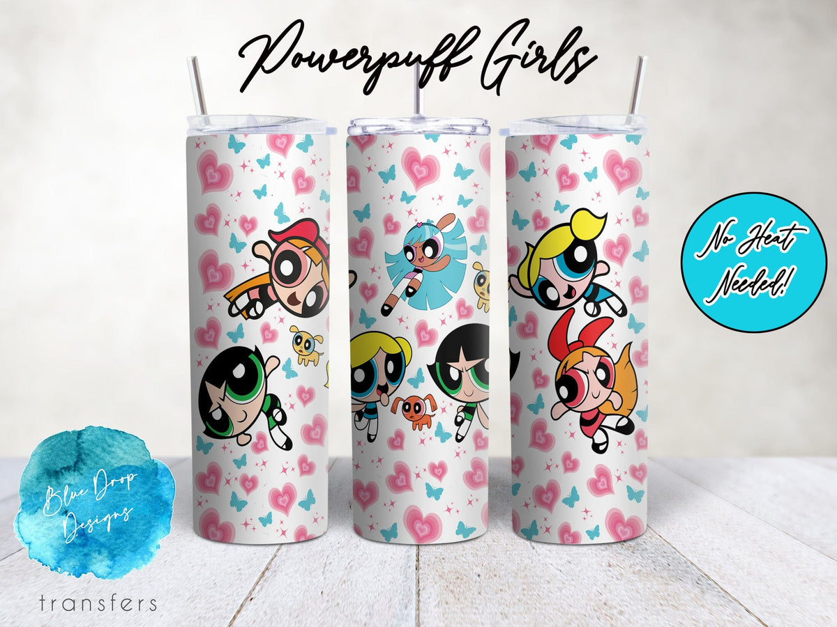 Power Puff UV DTF Cup Wrap Blue Drop Transfers 