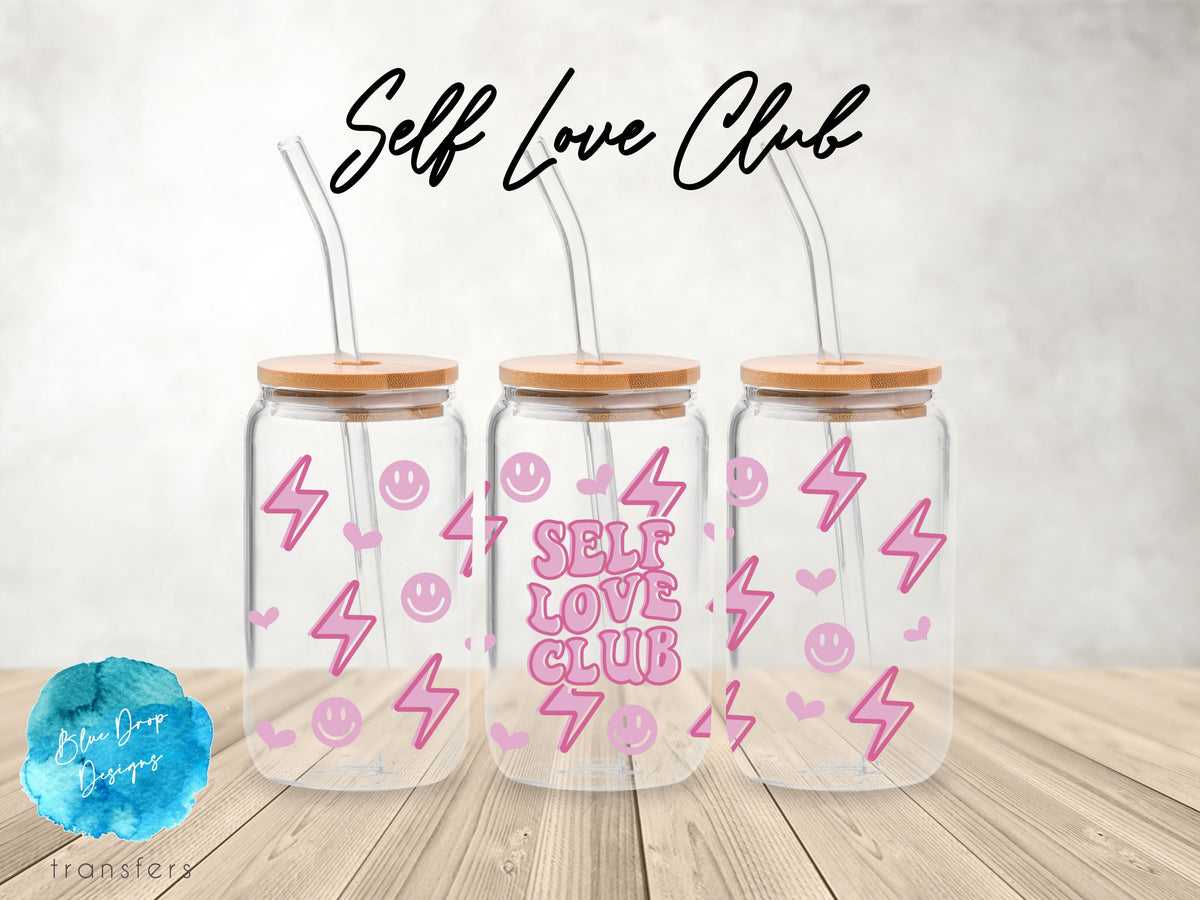 Self Love Club UV DTF Cup Wrap Blue Drop Transfers 