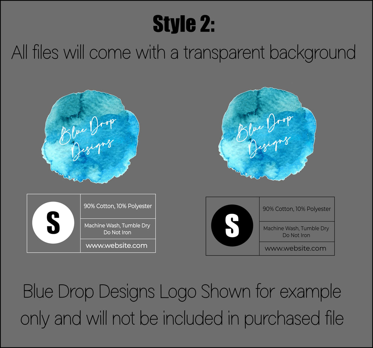 Clothing Neck Tag Templates - DIGITAL FILES ONLY Blue Drop Transfers 