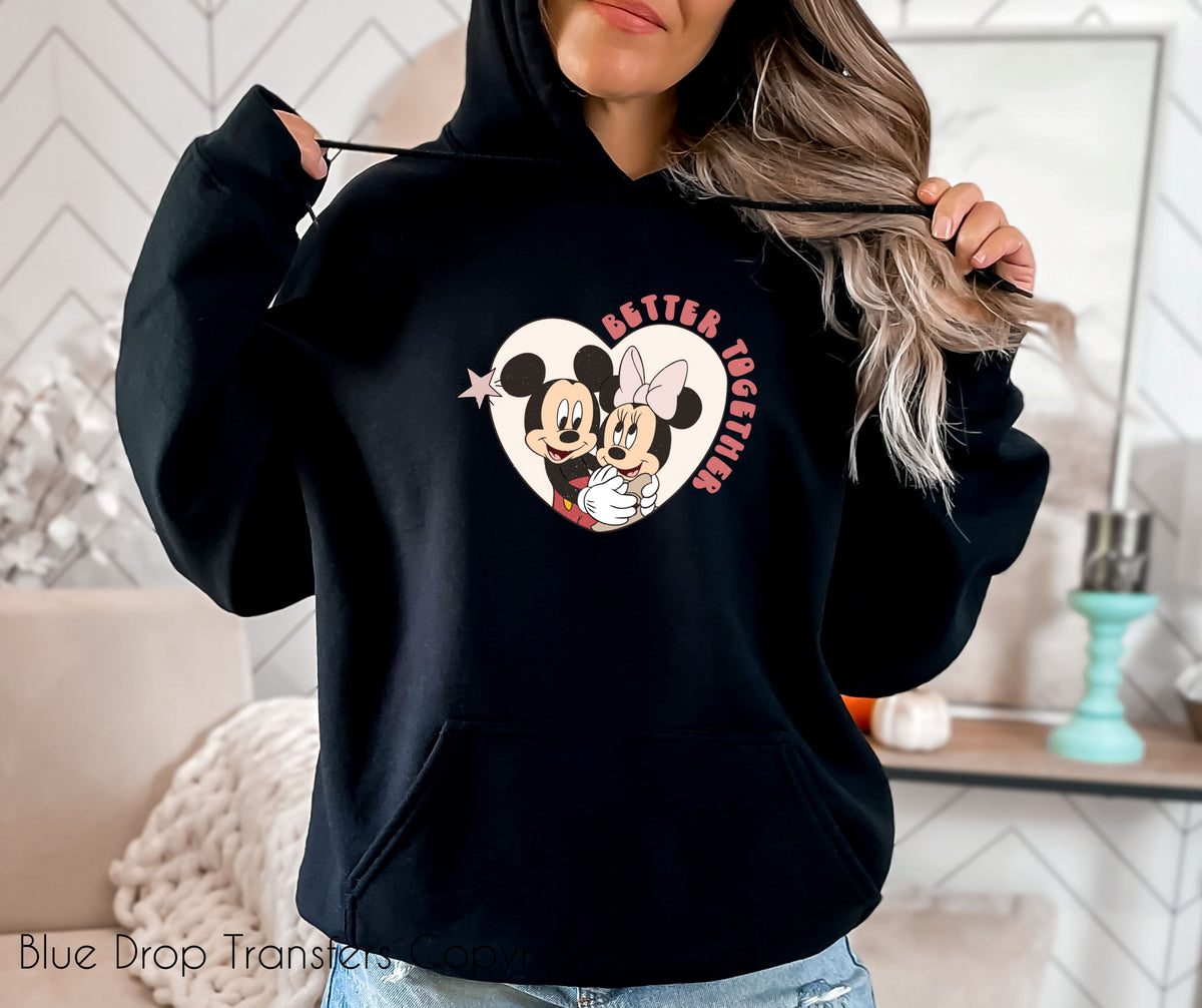 Mickey Minnie Better Together Full Colour Transfer Direct to Film Colour Transfer Blue Drop Designs 