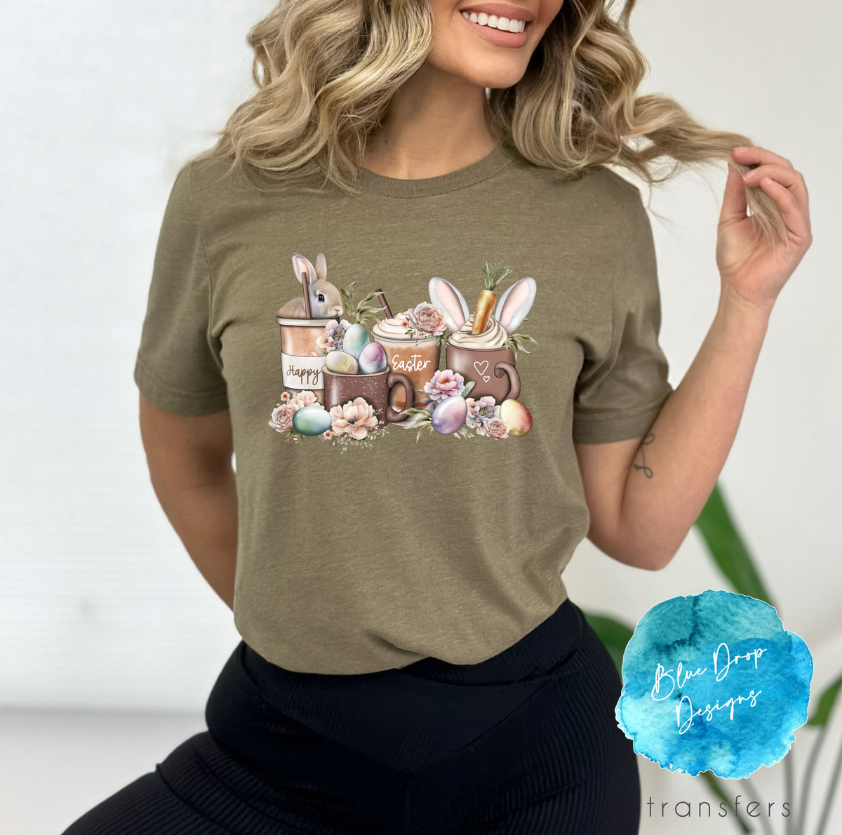 Sweet Bunny Coffee Full Colour Transfer Direct to Film Colour Transfer Blue Drop Designs 