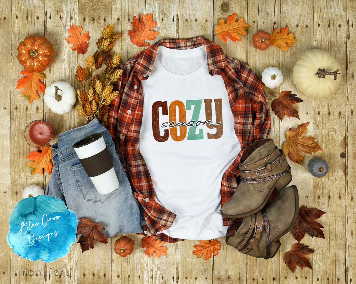 Cozy Season Full Colour Transfer Direct to Film Colour Transfer Blue Drop Designs 