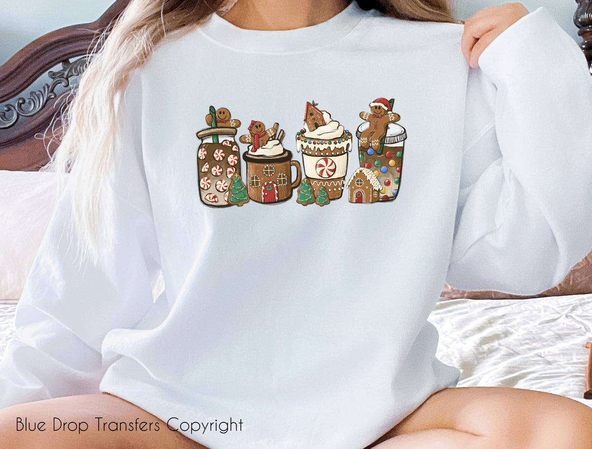 Gingerbread Coffees Full Colour Transfer Direct to Film Colour Transfer Blue Drop Designs 