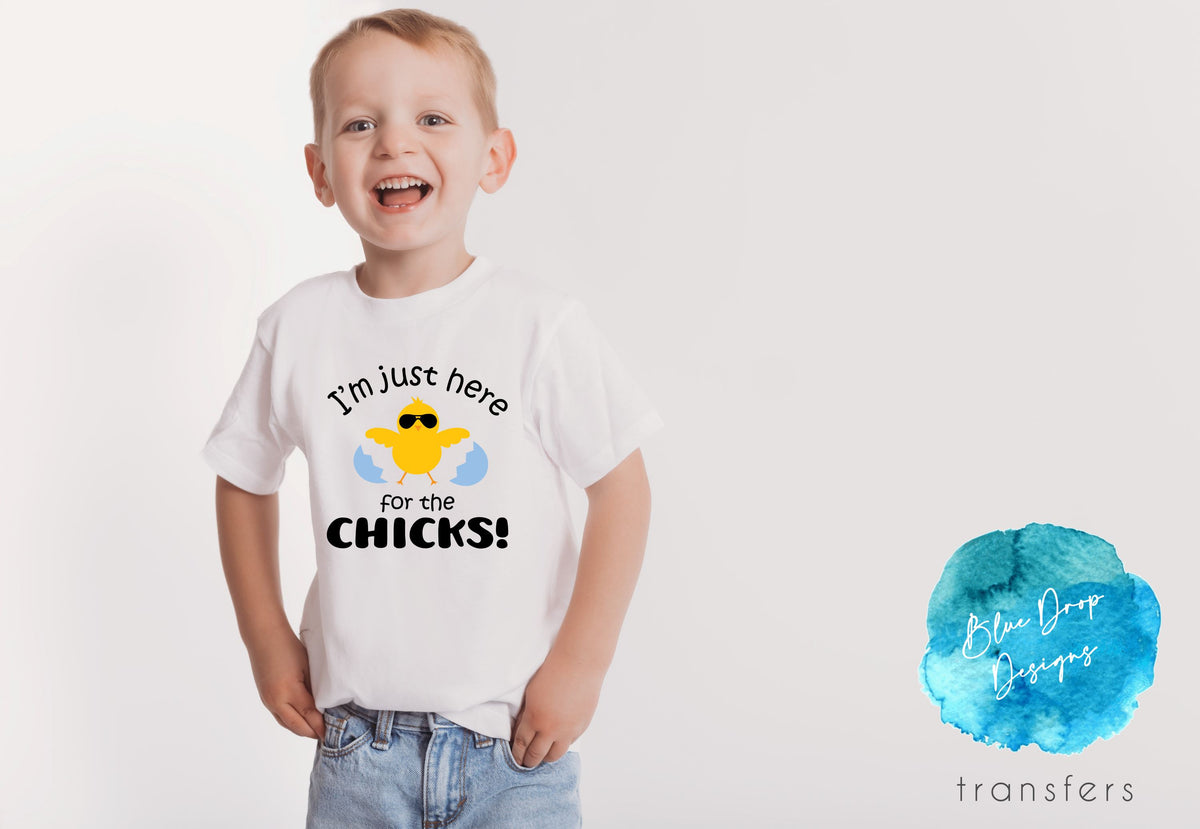 Here For The Chicks Full Colour Transfer Direct to Film Colour Transfer Blue Drop Designs 
