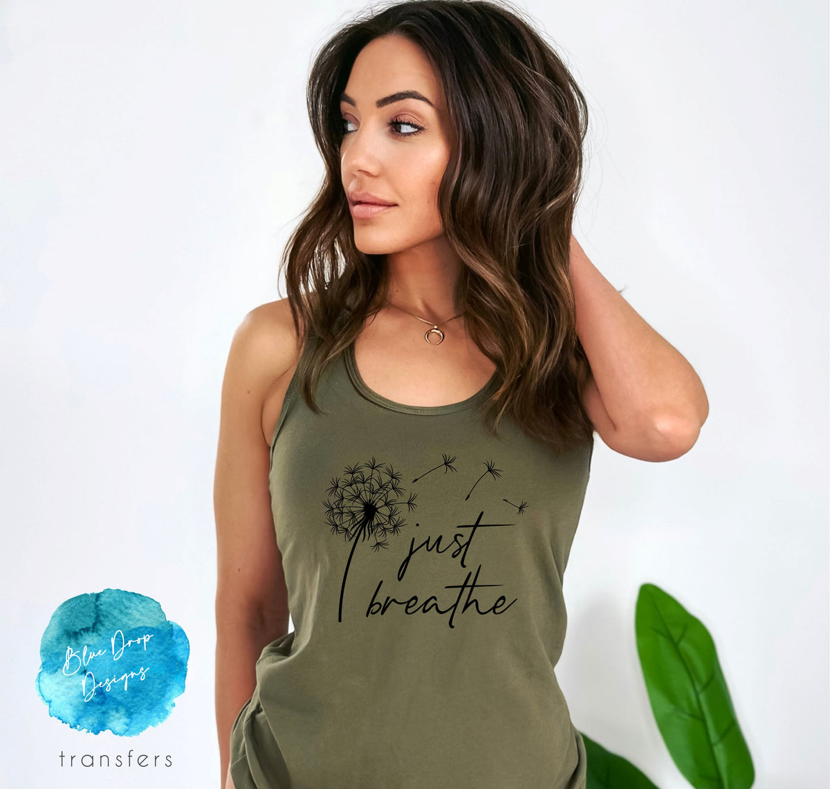 Just Breathe Full Sized Black Transfer Direct to Film Colour Transfer Blue Drop Designs 