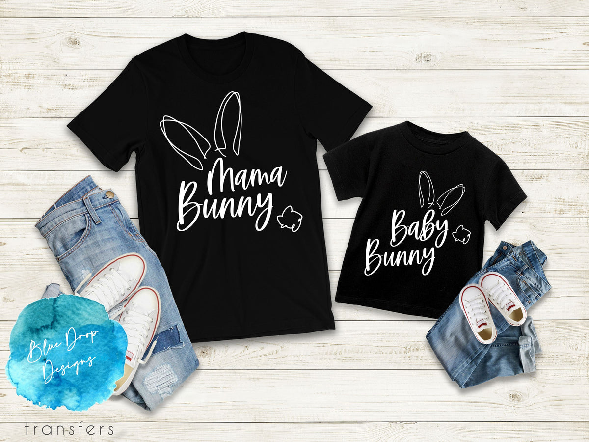 Baby Bunny White Transfer Direct to Film Colour Transfer Blue Drop Designs 