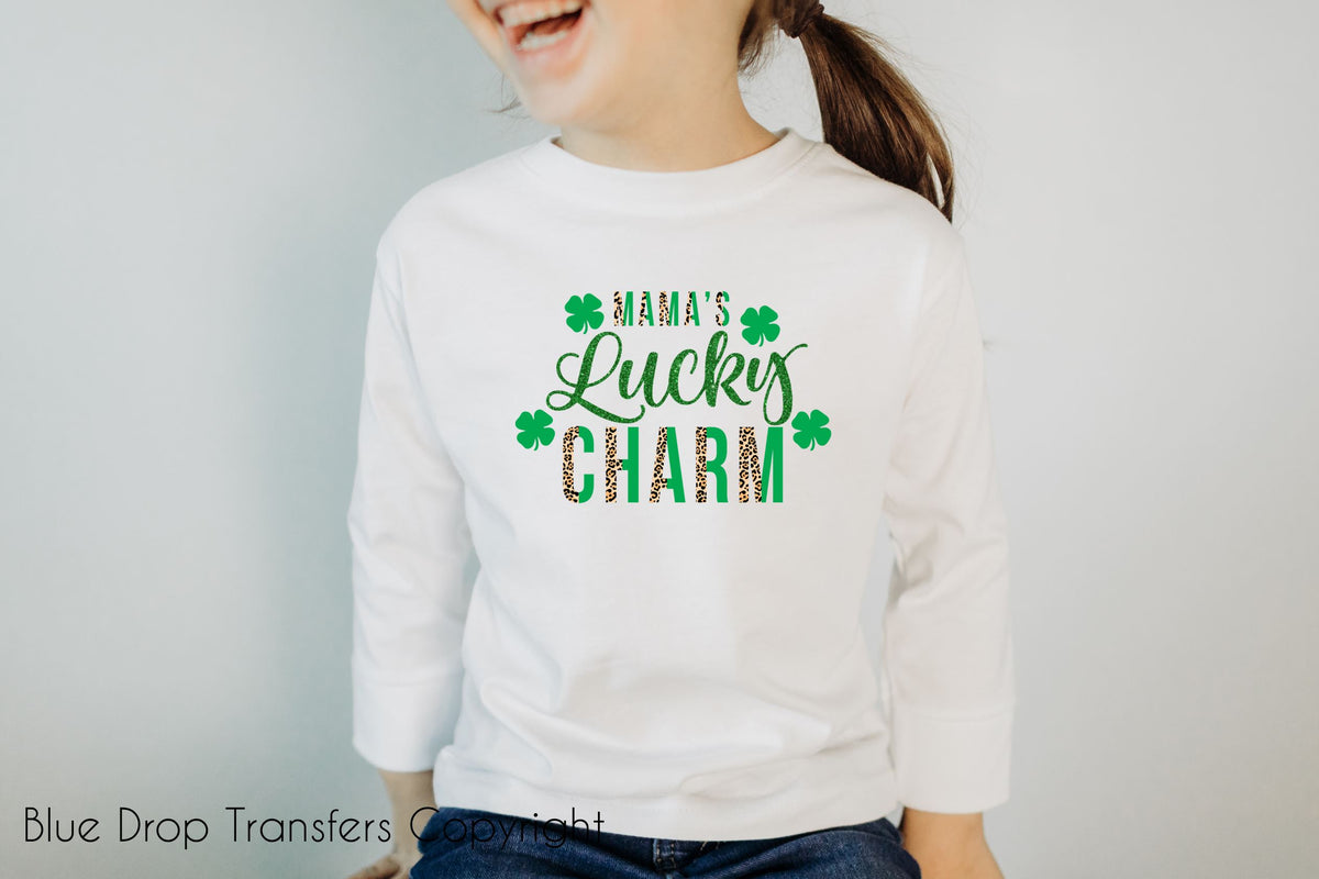 Mama's Lucky Charm Full Colour Transfer Direct to Film Colour Transfer Blue Drop Designs 