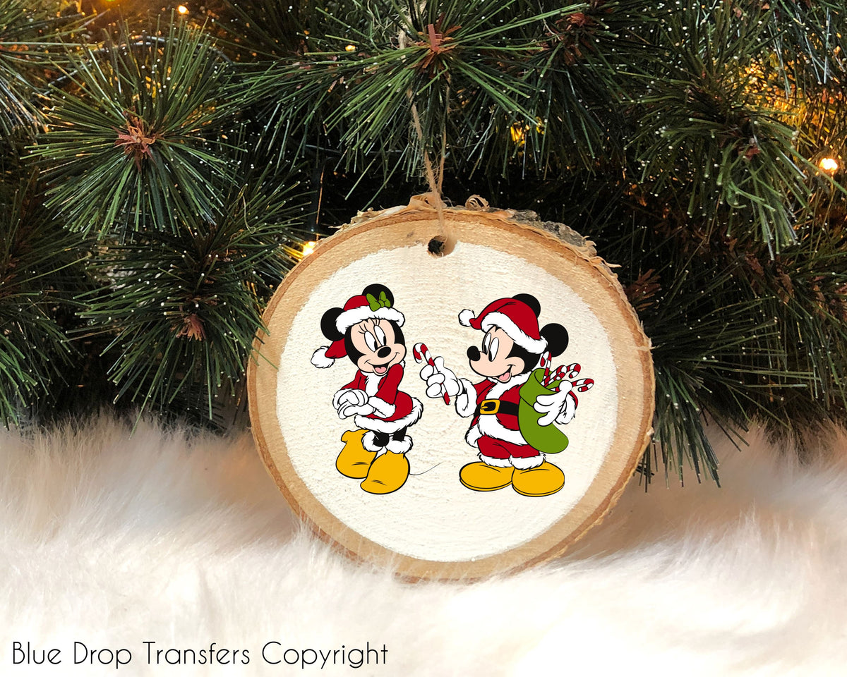 Mikey and Minnie Ornament Transfer Direct to Film Colour Transfer Blue Drop Transfers 