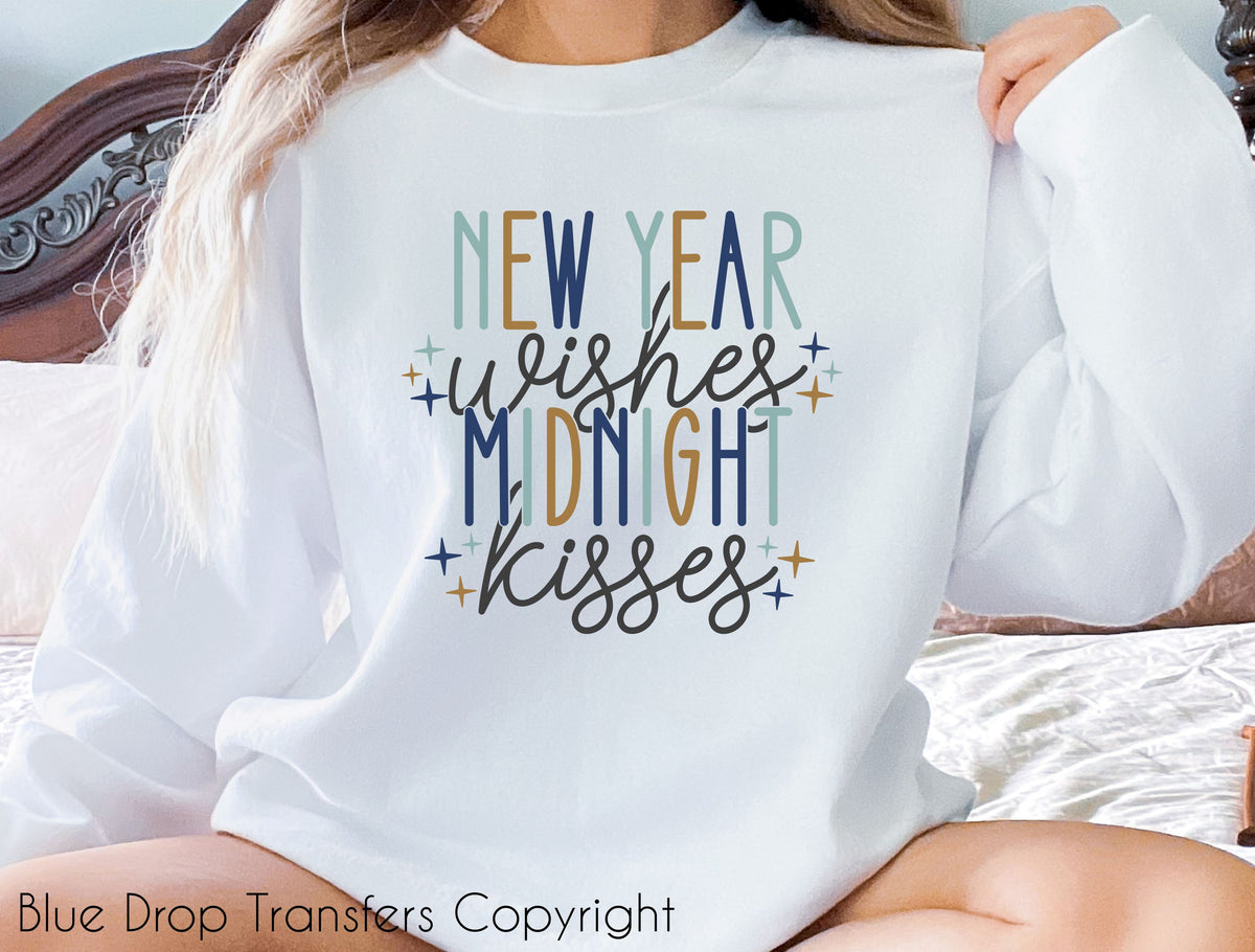 New Year Wishes Full Colour Transfer Direct to Film Colour Transfer Blue Drop Designs 