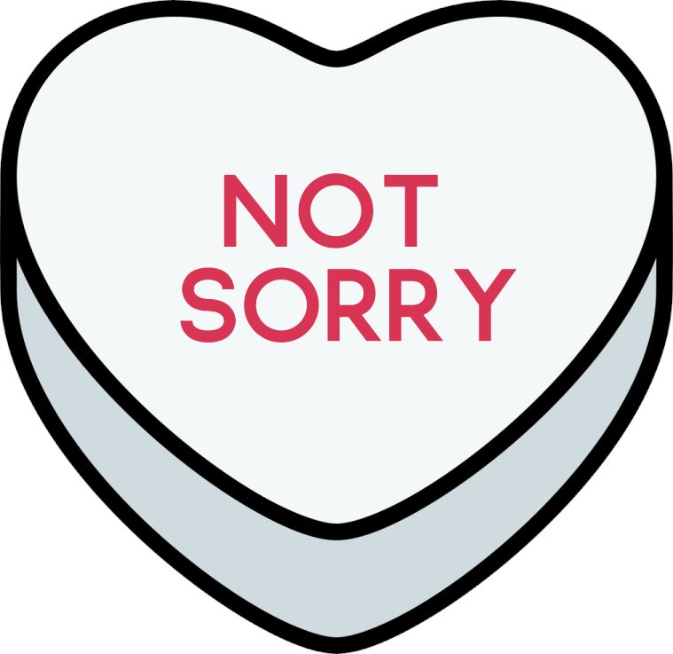 Convo Hearts - Not Sorry - Sleeve Transfer Direct to Film Colour Transfer Blue Drop Designs 