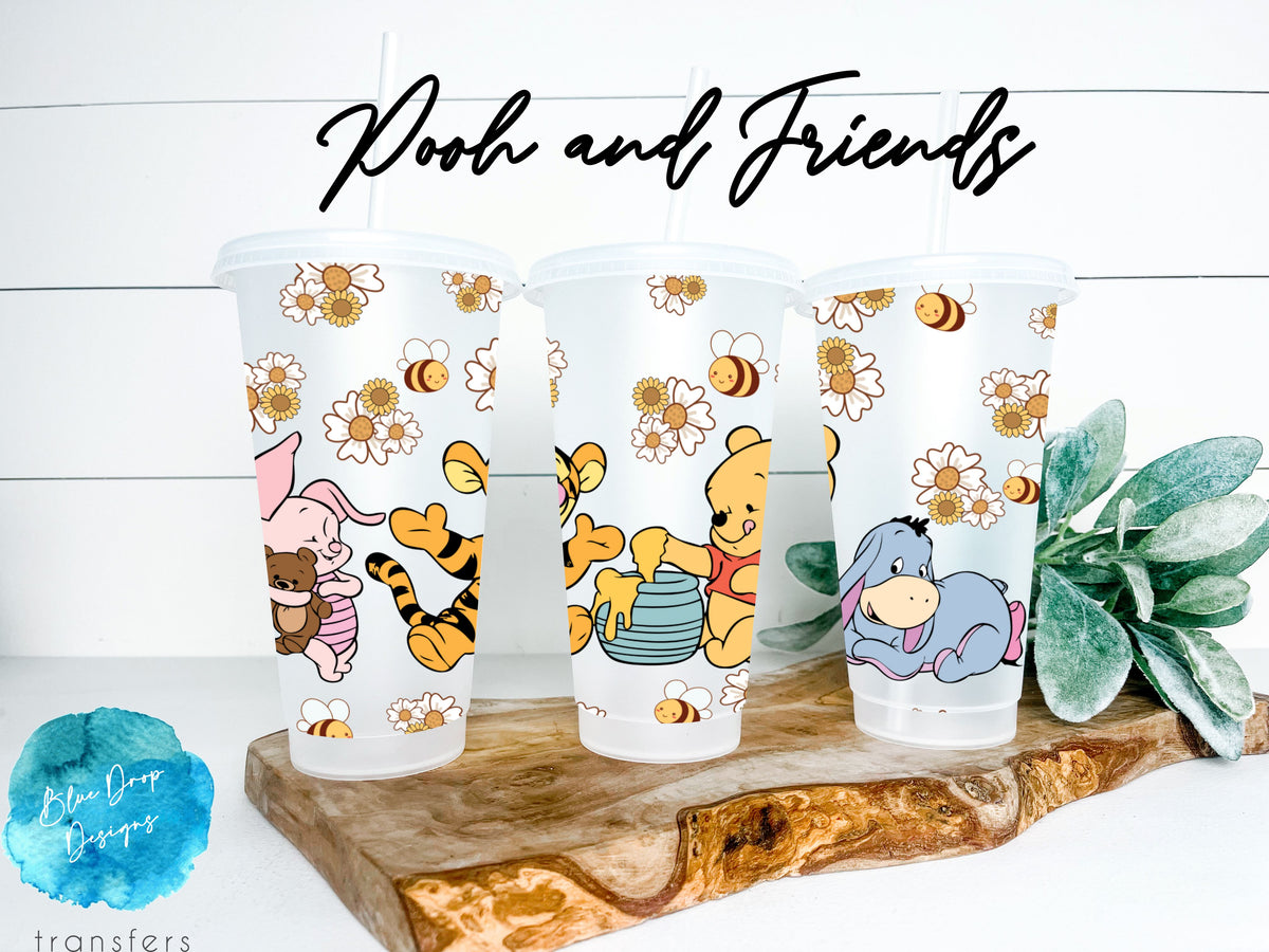 Pooh and Friends UV DTF Cup Wrap Blue Drop Transfers 