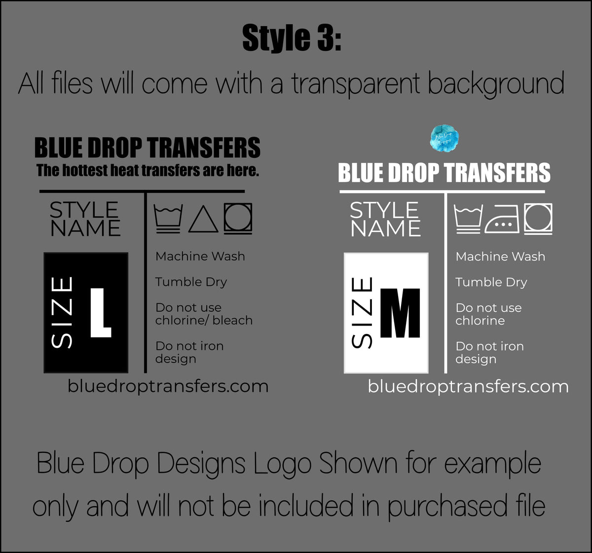 Clothing Neck Tag Templates - DIGITAL FILES ONLY Blue Drop Transfers 