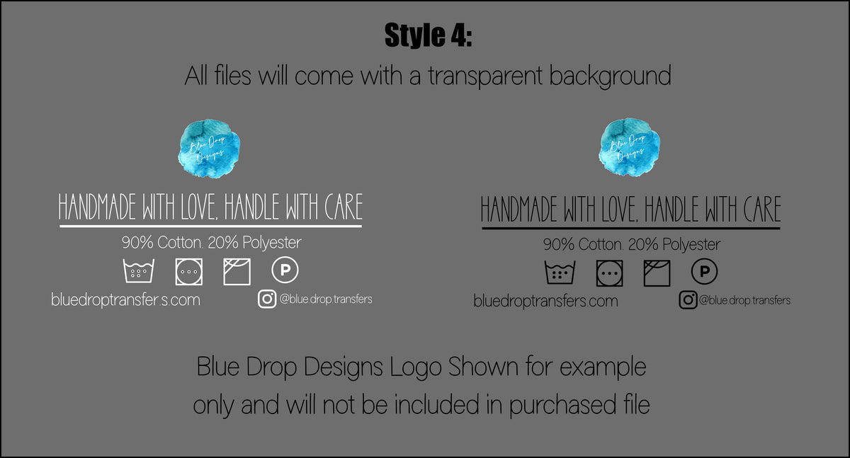 Clothing Neck Tag Templates - DIGITAL FILES ONLY Blue Drop Transfers 