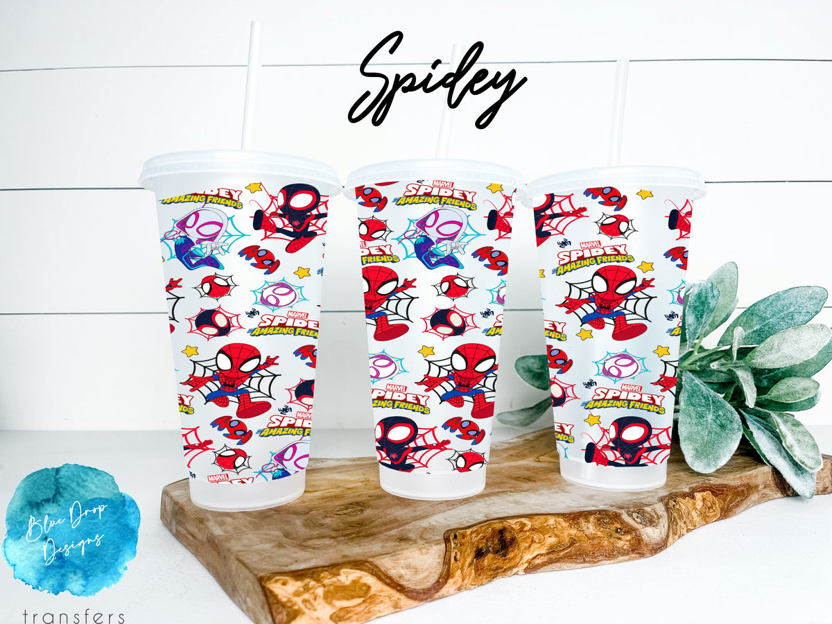 Spidey UV DTF Cup Wrap Blue Drop Transfers 