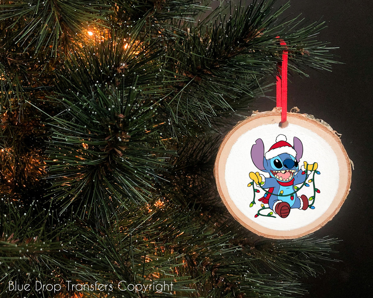 Stitch Christmas Ornament Transfer Direct to Film Colour Transfer Blue Drop Transfers 
