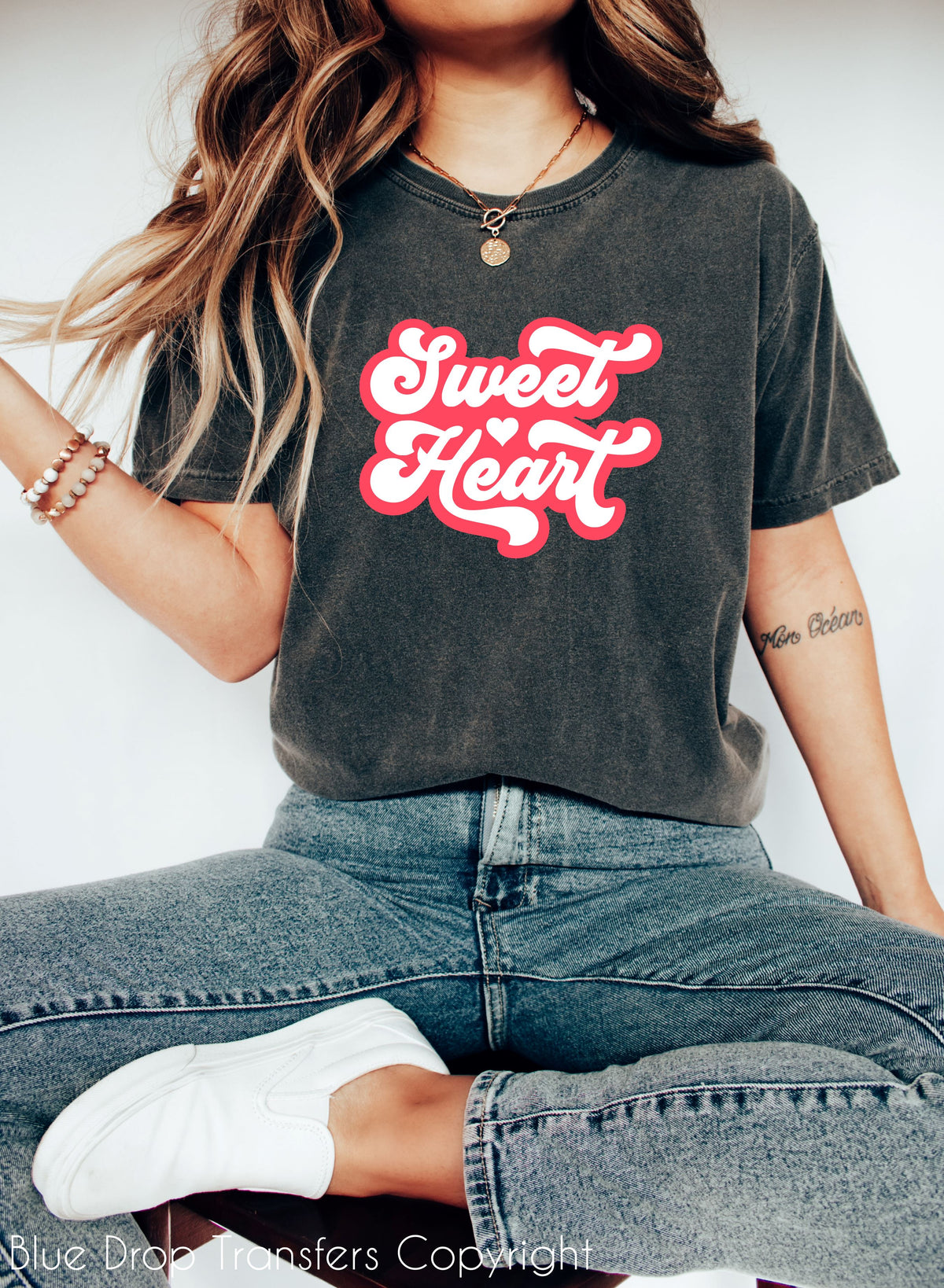 Sweet Heart Full Colour Transfer Direct to Film Colour Transfer Blue Drop Designs 